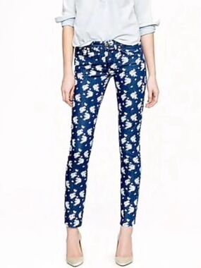 J. Crew Navy Blue Floral Jeans